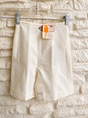 NWT Vintage Sears Mid-Length Panty Girdle Shapewear White Lace Trim Size Small